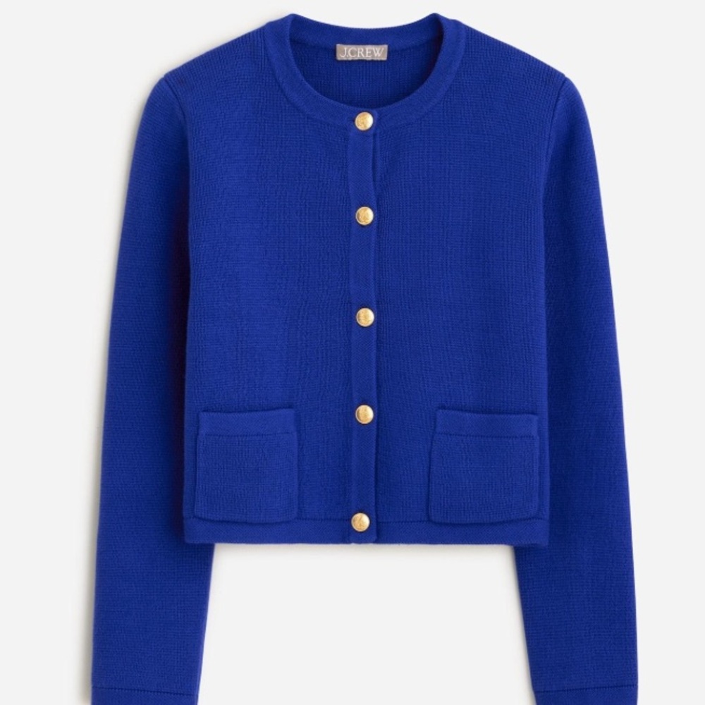 J.Crew Emilie Royal Blue Cardigan with Gold Buttons size XS Classic!!